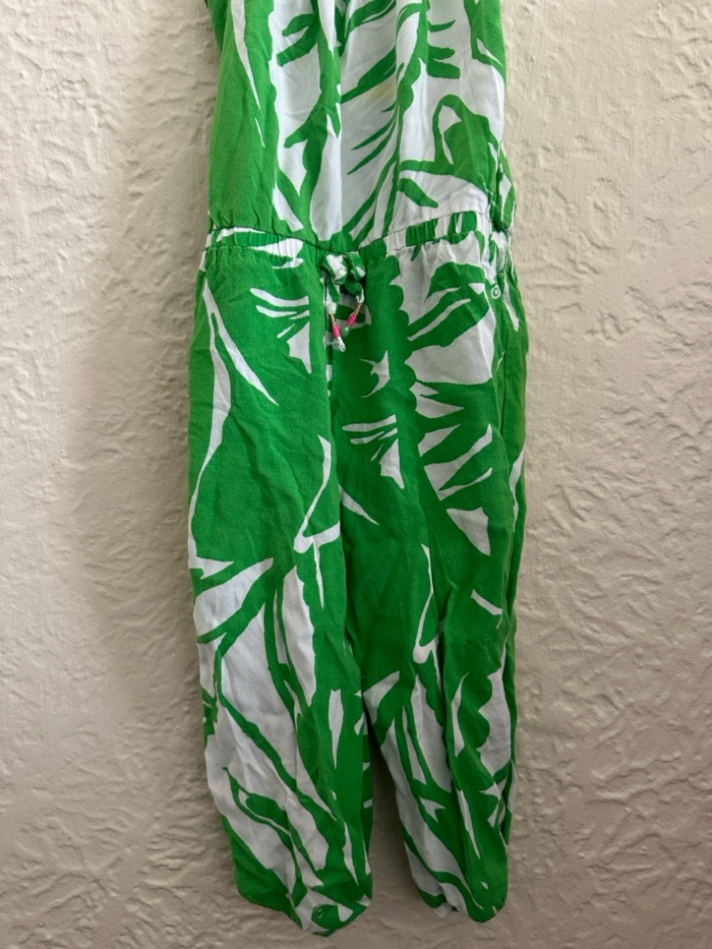 Lilly Pulitzer for Target Boom Boom Smocked Green White Palm Leaf Jumpsuit Kids - Picture 3 of 6